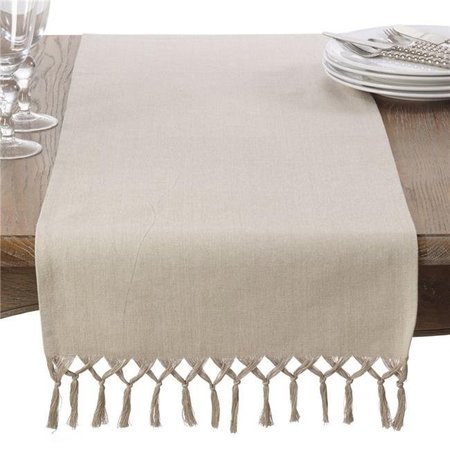 SARO LIFESTYLE SARO 1835.N1690B 16 x 90 in. Oblong Knotted Tassel Design Table Runner  Natural 1835.N1690B